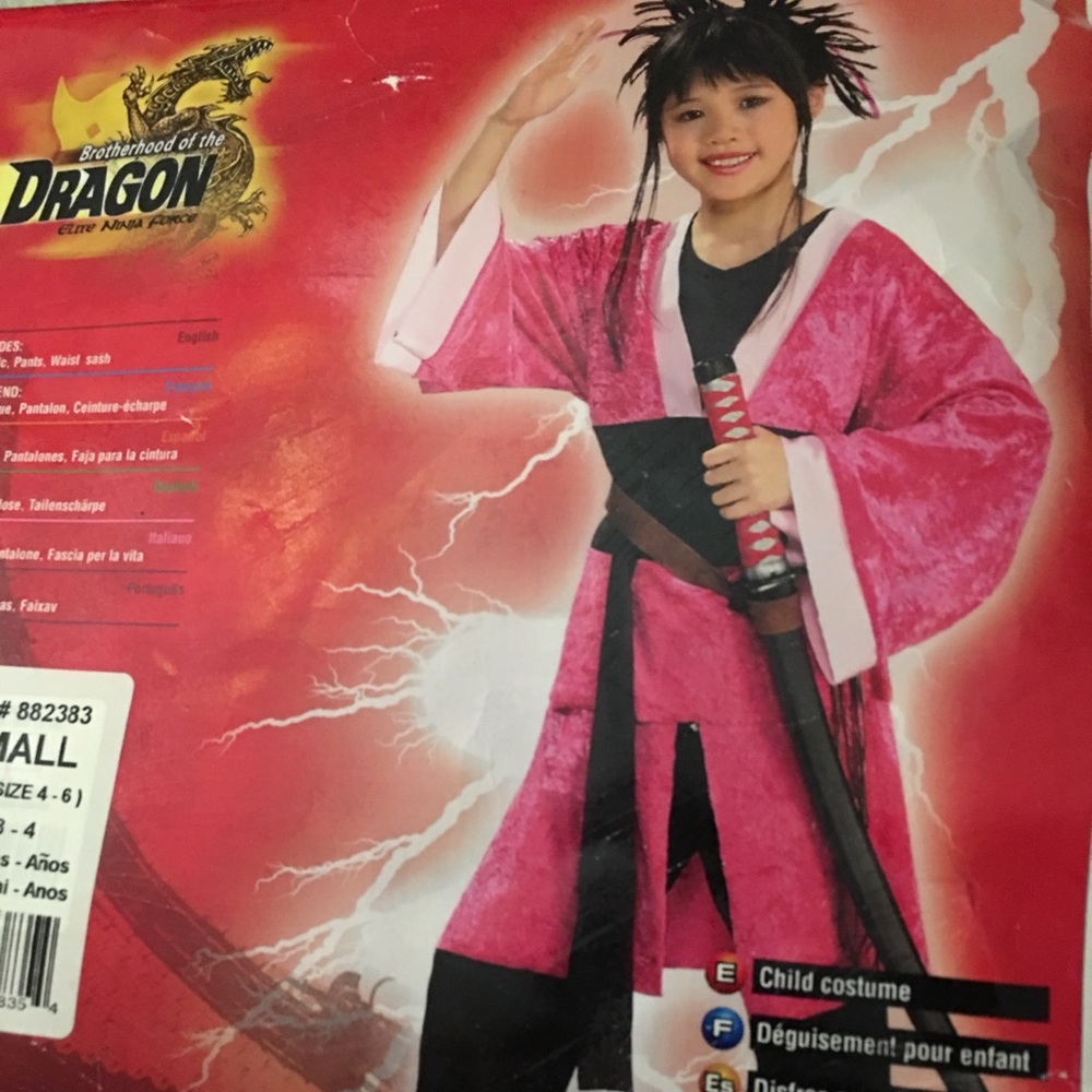 New Pink Samurai Halloween Costume S L Kids